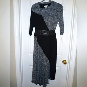 NEW Black & Grey Belted Dress